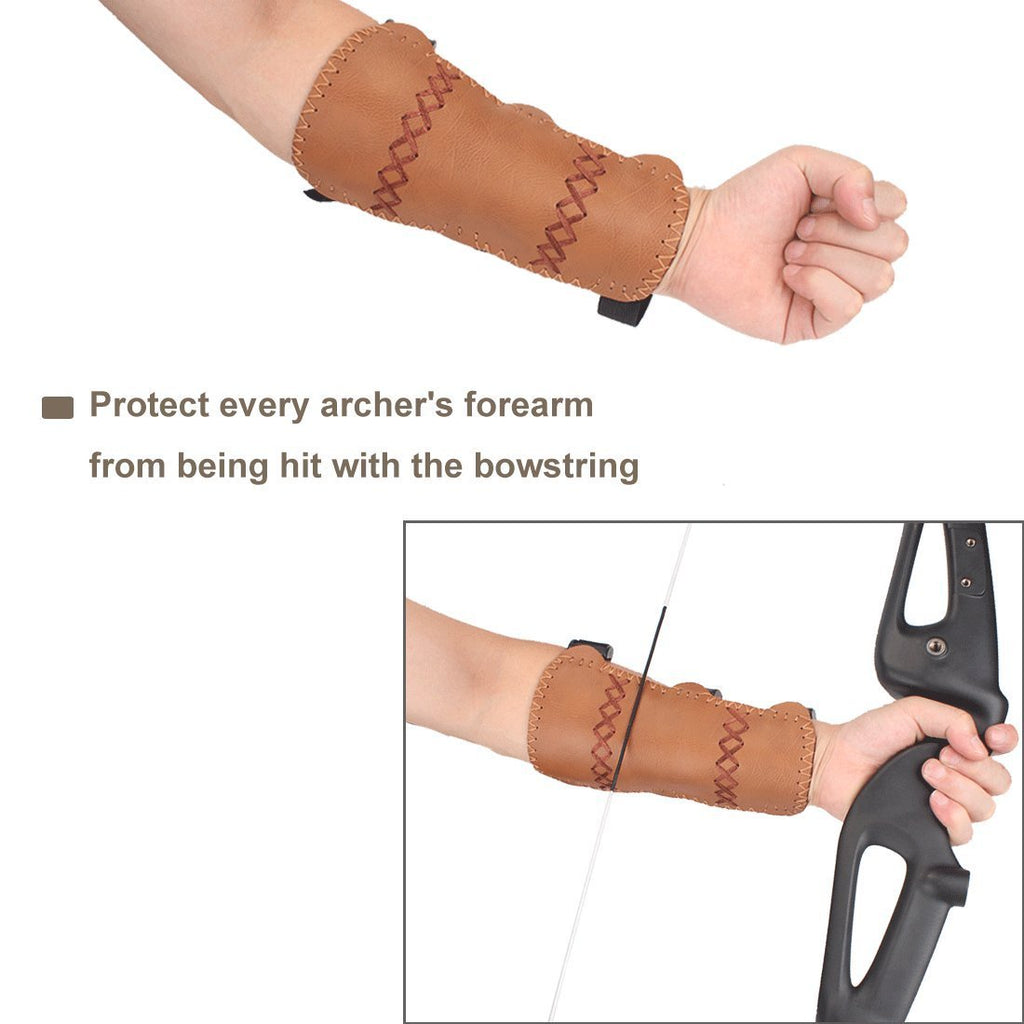 Krayney  Youth Leather 3-Strap Arm Guard Hunting Shooting Arrow Bow Gear Accessories, Archery Arm Protector